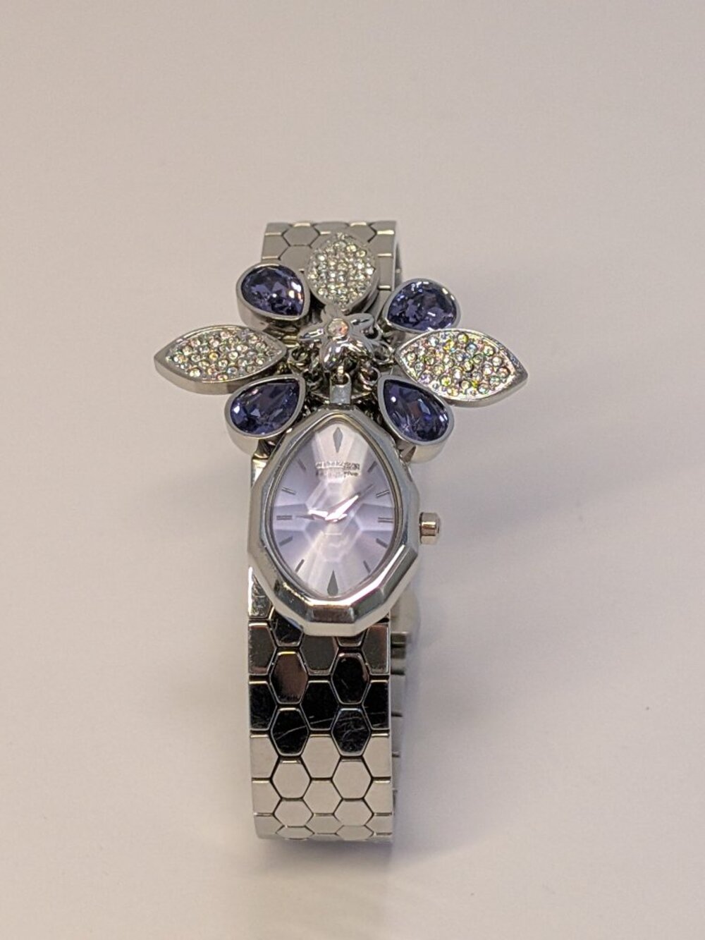 Citizen EcoDrive Lobella Crystal Flower Watch Sterling Silver Purple Face 550371 - Picture 2 of 16